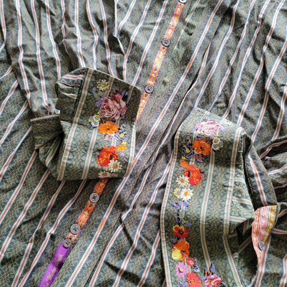 RARE Robert Graham Button Down Floral Embroidery Long Sleeve Dress Shirt 2XL XXL - Picture 8 of 16